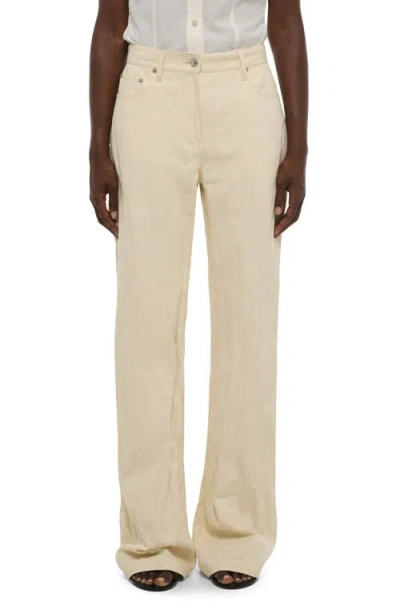 Helmut Lang Crushed High Rise Bootcut Jeans In Muslin In Gold