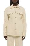 Helmut Lang Metallic Crushable Crinkle Denim Jacket In Neutral
