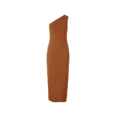 Helmut Lang Midi Textured Dress In Brown