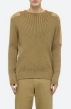 Helmut Lang Ribbed Military Sweater In Warm Khaki - Dl7