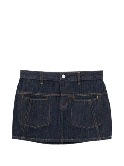 Helmut Lang Mini Denim Skirt In Blue