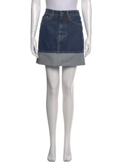 Pre-owned Helmut Lang Mini Skirt In Blue