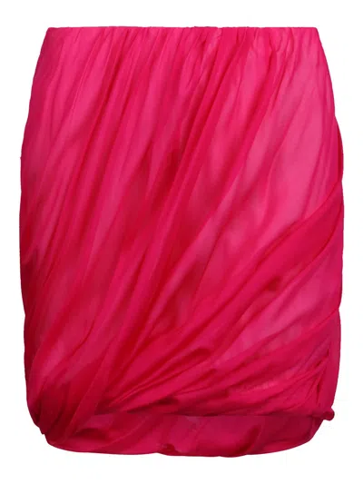Helmut Lang Bubble Gathered Miniskirt In Pink