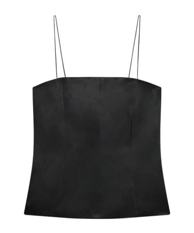 Helmut Lang Minimalist Satin Slip Top In Black