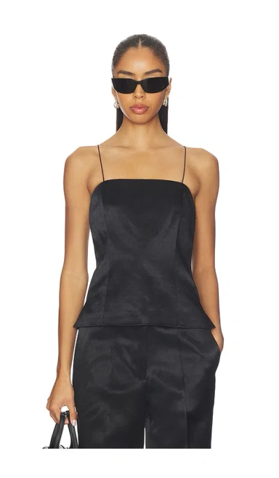 Helmut Lang Minimalist Satin Slip Top In Black