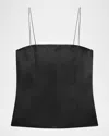 Helmut Lang Minimalist Satin Slip Top In Black