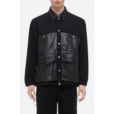 Helmut Lang Mixed Media Hunting Jacket In Black