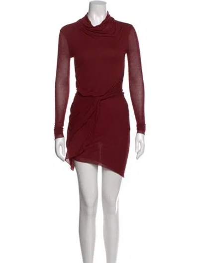 Pre-owned Helmut Lang Mock Neck Knee-length Dress In Burgundy