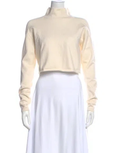 Pre-owned Helmut Lang Mock Neck Long Sleeve Crop Top In Neutral