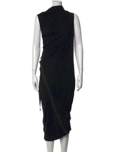 Pre-owned Helmut Lang Mock Neck Midi Length Dress In Black