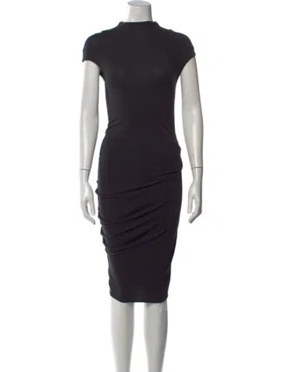 Pre-owned Helmut Lang Mock Neck Midi Length Dress In Gray