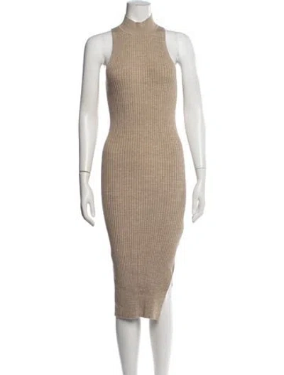 Pre-owned Helmut Lang Mock Neck Midi Length Dress In Neutrals