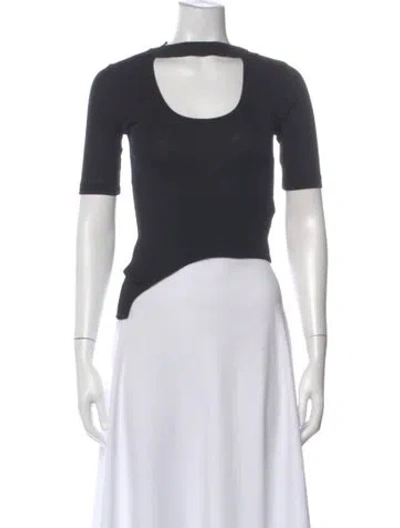 Pre-owned Helmut Lang Mock Neck Short Sleeve Crop Top In Black