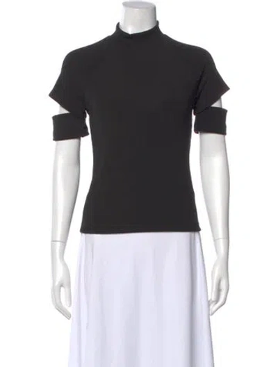 Pre-owned Helmut Lang Mock Neck Short Sleeve Top In Black