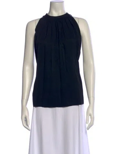Pre-owned Helmut Lang Mock Neck Sleeveless Blouse In Blue