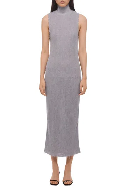 Helmut Lang Mock Neck Sleeveless Maxi Sweater Dress In Cool Grey