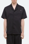 Helmut Lang Modest Jacquard Satin Camp Shirt In Black/black