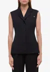 Helmut Lang Modest Single-breasted Wool Vest In Black