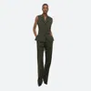 Helmut Lang Modest Wool Vest In Green Melange