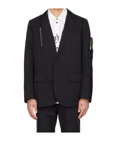 Helmut Lang Multi-pocket Single-breasted Blazer In Blue