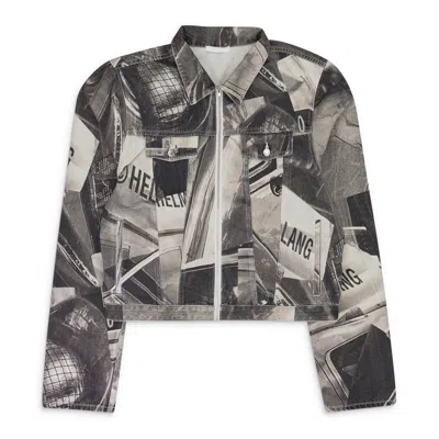 Helmut Lang Multicolor Zip Up Trucker Printed Denim Jacket In Neutral