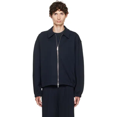 Helmut Lang Navy Terry Zip Jacket In Navy - G0f