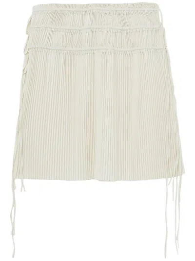 Helmut Lang Strap-detail Pleated Midi Skirt In Neutrals