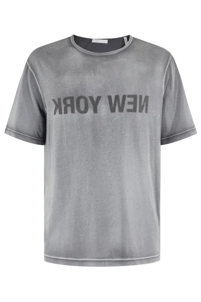 HELMUT LANG NEW YORK RELAXED-FIT GREY PIMA COTTON T-SHIRT