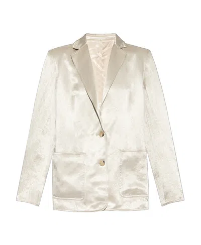 Helmut Lang Notched-lapels Satin-finish Blazer In White
