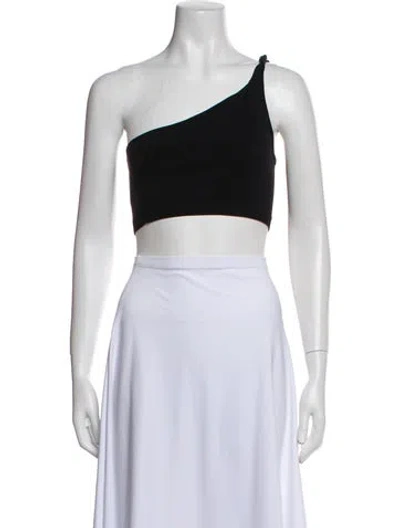 Pre-owned Helmut Lang Nylon One-shoulder Crop Top In Black