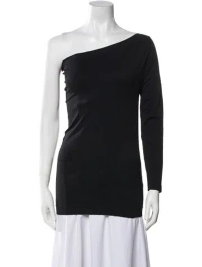 Pre-owned Helmut Lang Nylon One-shoulder Top In Black