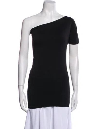 Pre-owned Helmut Lang Nylon One-shoulder Top In Black