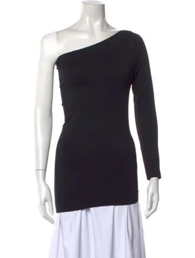 Pre-owned Helmut Lang Nylon One-shoulder Top W/ Tags In Black