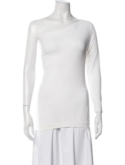 Pre-owned Helmut Lang Nylon One-shoulder Top In White