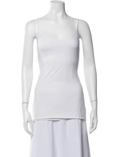 Pre-owned Helmut Lang Nylon Scoop Neck Top In White