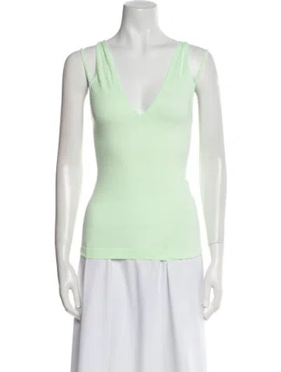 Pre-owned Helmut Lang Nylon V-neck Top W/ Tags In Green
