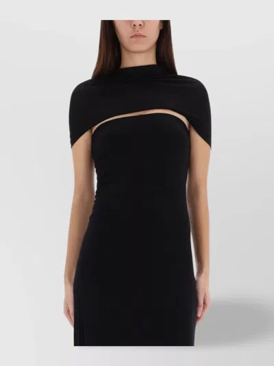 Helmut Lang Off-shoulder Maxi Dress Draped Detail In Black