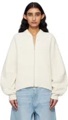 Helmut Lang Apex Wool Blend Rib Knit Bomber Jacket In White