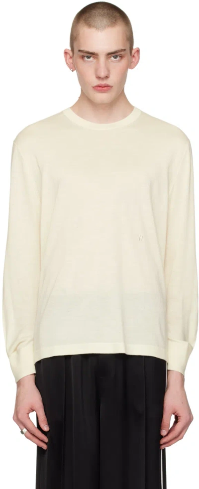 Helmut Lang Off-white Curved Sleeve Sweater In Ivory