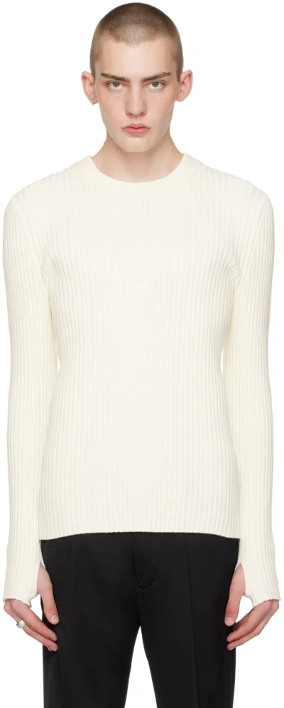 Helmut Lang Off-white Cutout Sweater In Ivory - C05