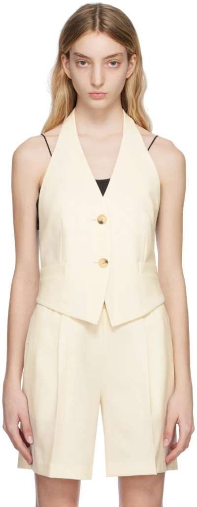 Helmut Lang Off-white Halter Vest In Ivory - C05