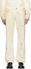 HELMUT LANG OFF-WHITE LOW-RISE PAINTED JEANS