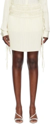 HELMUT LANG OFF-WHITE PLEATED MINISKIRT