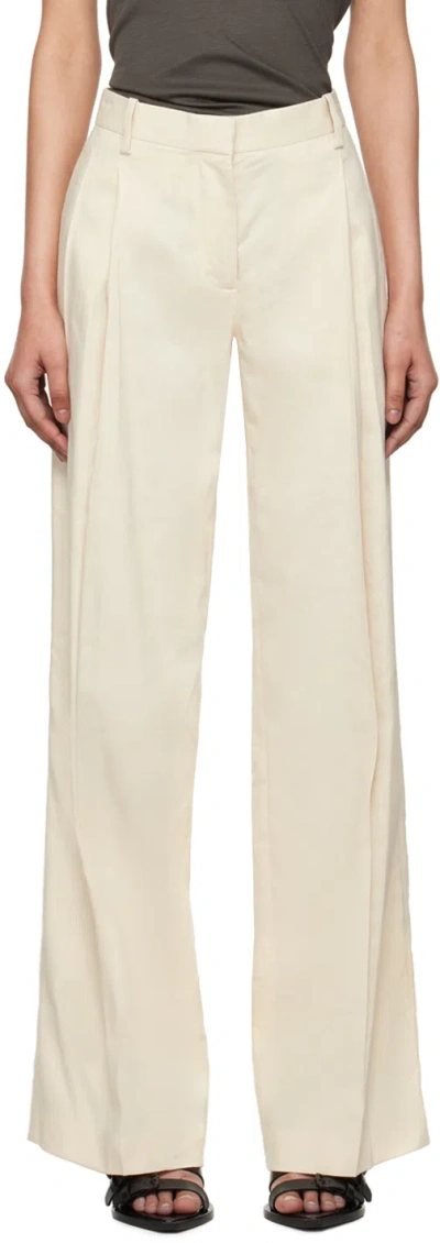 Helmut Lang Off-white Pleated Trousers In Summer Sand - 1yz