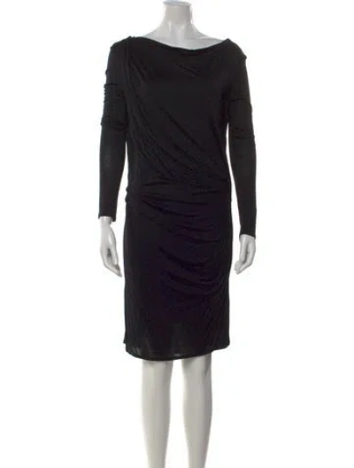 Pre-owned Helmut Lang Off-the-shoulder Knee-length Dress In Black