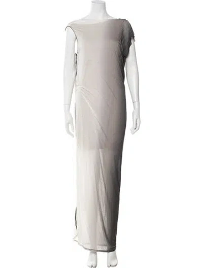 Pre-owned Helmut Lang Off-the-shoulder Long Dress In Grey