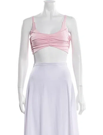Pre-owned Helmut Lang Off-the-shoulder Long Sleeve Crop Top In Pink