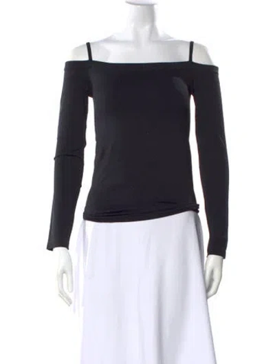 Pre-owned Helmut Lang Off-the-shoulder Long Sleeve Top In Black
