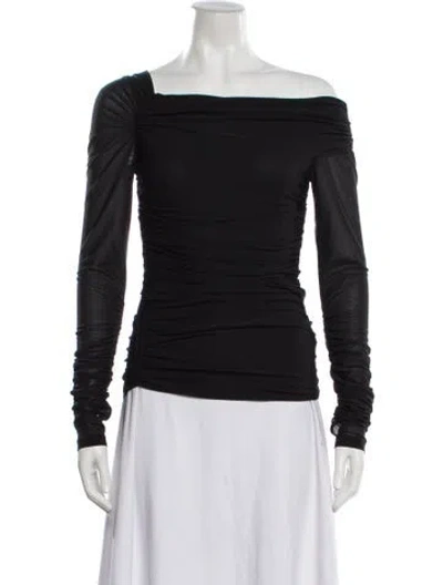 Pre-owned Helmut Lang Off-the-shoulder Long Sleeve Top In Black
