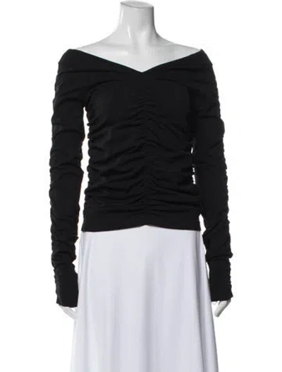Pre-owned Helmut Lang Off-the-shoulder Long Sleeve Top In Black